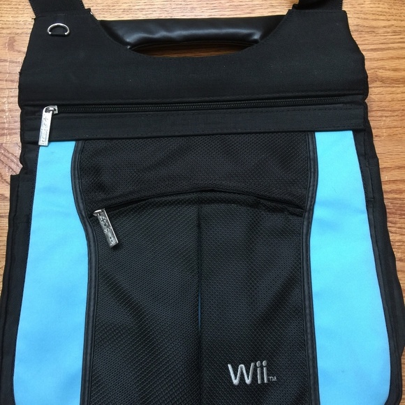 Nintendo Wii Black Blue Carrying Case Travel Bag - Picture 7 of 7